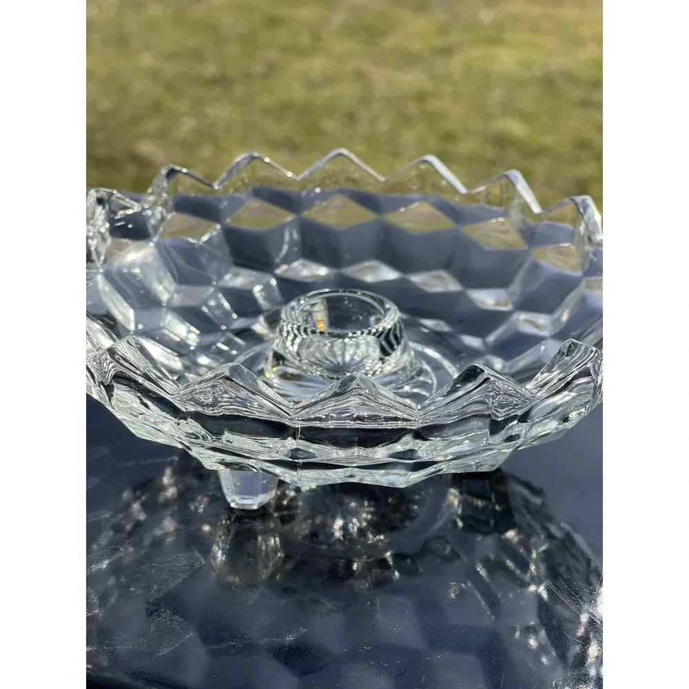 (1) Vintage Whitehall Clear Round Candlestick‎ Holder Indiana Glass 6